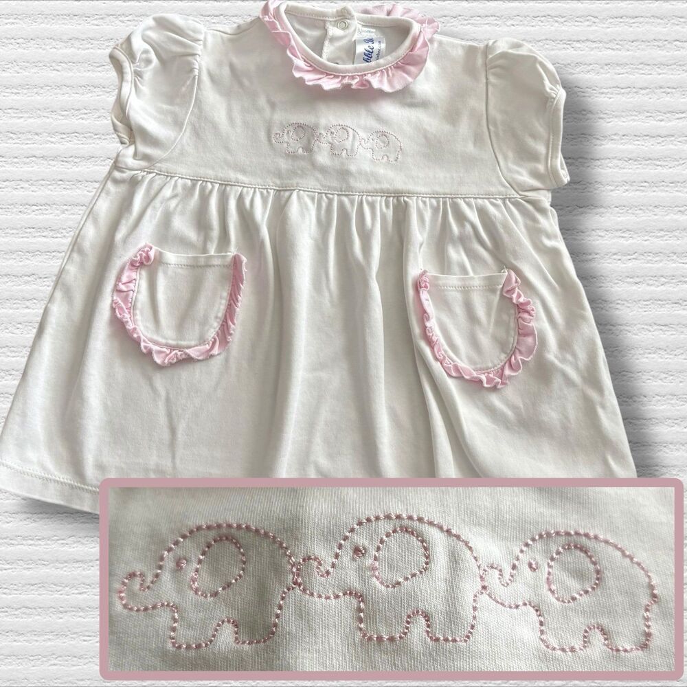 The Bubble Bee 3t Elephant Embroidered White Pink Tunic Top
